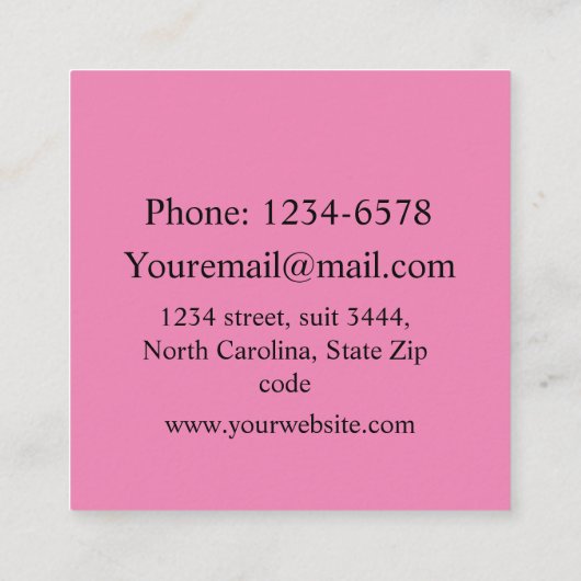 半カスタム世紀の幾何モダンパターンのピンク スクエア名刺 (裏面)