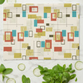 半カラフルモダン世紀のレトロ模様 キッチンタオル (折り畳み)