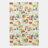 半カラフルモダン世紀のレトロ模様 キッチンタオル (縦)