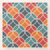 半カラフル世紀のスタイルパタモダンーン ガラスコースター (正面)