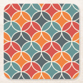 半カラフル世紀のスタイルパタモダンーン スクエアペーパーコースター (正面)