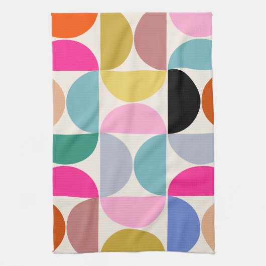 半カラフル世紀の抽象芸術パタモダンーン キッチンタオル (縦)