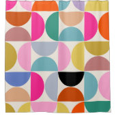 半カラフル世紀の抽象芸術パタモダンーン シャワーカーテン (正面)