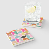 半カラフル世紀の抽象芸術パタモダンーン ストーンコースター (横)