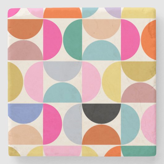 半カラフル世紀の抽象芸術パタモダンーン ストーンコースター (正面)