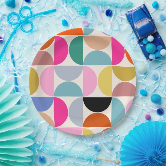 半カラフル世紀の抽象芸術パタモダンーン ペーパープレート (パーティー)