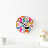 半カラフル世紀の抽象芸術パタモダンーン ラウンド壁時計 (ホーム)