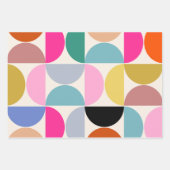 半カラフル世紀の抽象芸術パタモダンーン ラッピングペーパーシート (正面)