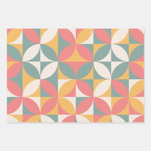 半カラフル世紀の抽象芸術パタモダンーン ラッピングペーパーシート (正面)