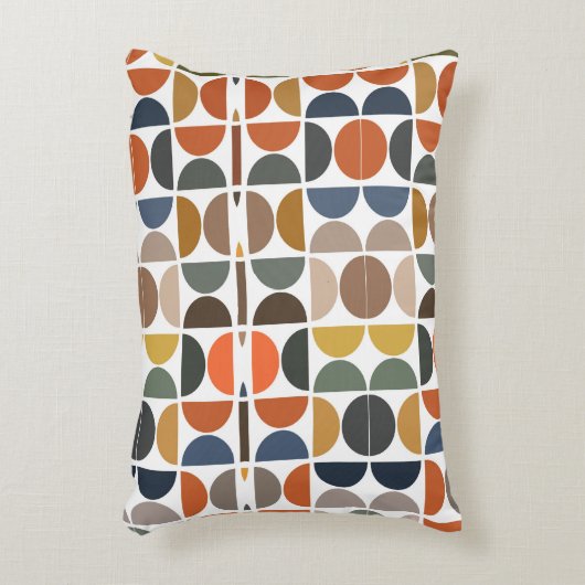半カラフル世紀レトロ幾何学模様 アクセントクッション (正面(垂直))