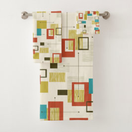 半カラフル世紀レトロ幾何学模様 バスタオルセット