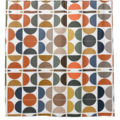 半カラフル世紀レトロ幾何学的パターン シャワーカーテン (正面)