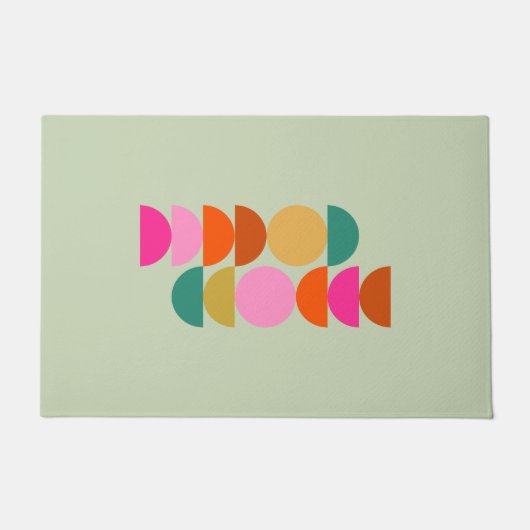 半カラフル世紀幾何モダングリーン ドアマット (正面)