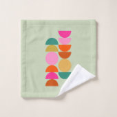 半カラフル世紀幾何モダングリーン バスタオルセット (ウォッシュタオル)