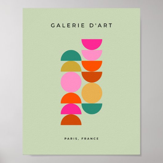 半カラフル世紀幾何モダングリーン ポスター (正面)