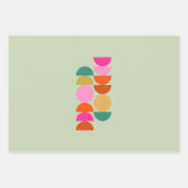 半カラフル世紀幾何モダングリーン ラッピングペーパーシート (正面)