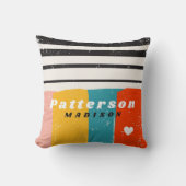 半カラフル世紀抽象芸術パーソナライズされた名 クッション (正面)