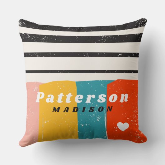 半カラフル世紀抽象芸術パーソナライズされた名 クッション (裏面)