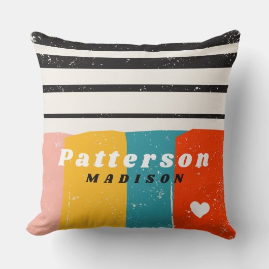 半カラフル世紀抽象芸術パーソナライズされた名 クッション (正面)