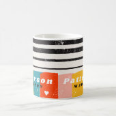 半カラフル世紀抽象芸術パーソナライズされた名 コーヒーマグカップ (中央)