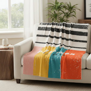 半カラフル世紀抽象芸術パーソナライズされた名 フリースブランケット