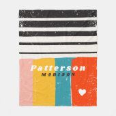 半カラフル世紀抽象芸術パーソナライズされた名 フリースブランケット (正面)