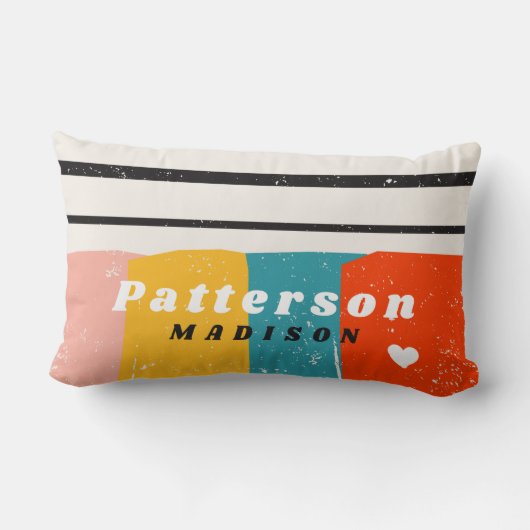 半カラフル世紀抽象芸術パーソナライズされた名 ランバークッション (裏面)