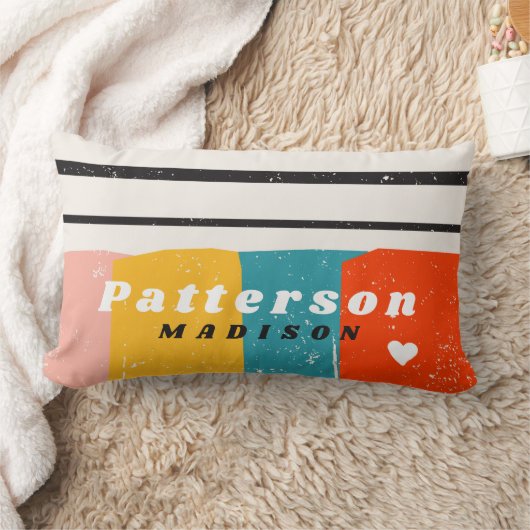 半カラフル世紀抽象芸術パーソナライズされた名 ランバークッション (ブランケット)