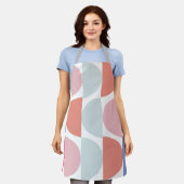 半カラフル円の幾何学的パターン エプロン (着用した状態)