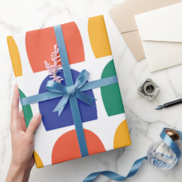 半カラフル円ジオメトリ ラッピングペーパー