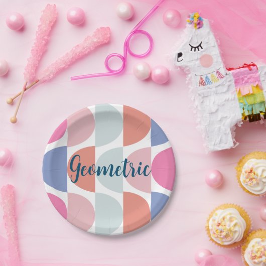 半カラフル円抽象芸術幾何学模様 ペーパープレート (パーティー)