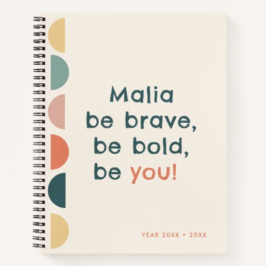 半カラフル円 | Be You!名パーソナライズされた前 ノートブック (正面)