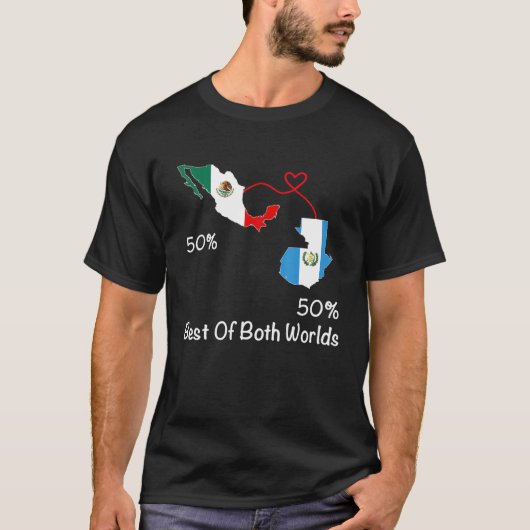 半メキシコ半グアテマラ国旗の地図メキシコグアテ Tシャツ (正面)