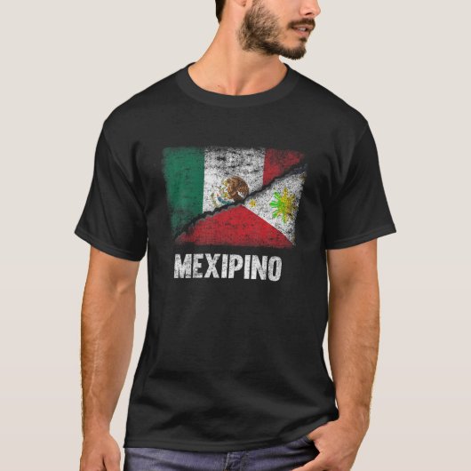 半メキシコ半フィリピン国旗メキシコフィリピン Tシャツ (正面)