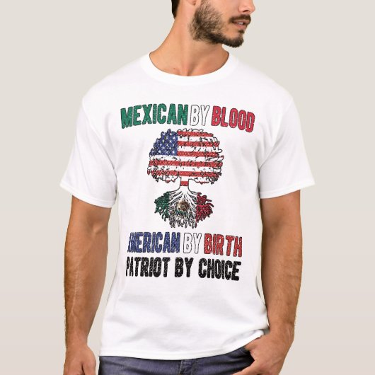 半メキシコ半米国国旗メキシコ米国 Tシャツ (正面)