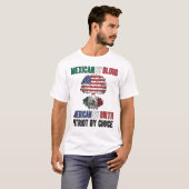 半メキシコ半米国国旗メキシコ米国 Tシャツ (正面フル)