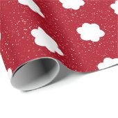 半モダン世紀の赤と白レトロフローラ ラッピングペーパー (ロールコーナー)