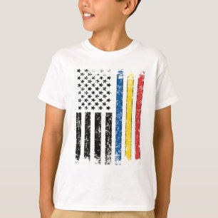 半ルーマニア半米国旗ルーマニア Tシャツ