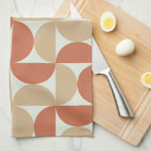 半世紀半ばタンとテラコッタの円 キッチンタオル (四つ折り)