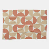 半世紀半ばタンとテラコッタの円 キッチンタオル (横)