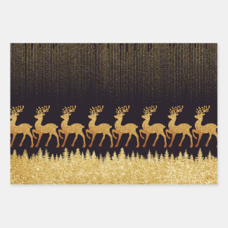 半光沢ブラックと金ゴールド ラッピングペーパーシート