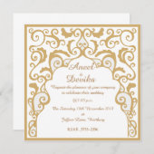 半光沢5.25" x 5.25"、標準的な白い封筒 招待状 (正面/裏面)