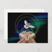 半光沢，標準サイズ，平和とハト ポストカード (正面/裏面)