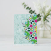 半円カラフルレトロフローラ渦巻き ポストカード (スタンド正面)