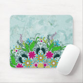 半円カラフルレトロフローラ渦巻き マウスパッド (マウス)