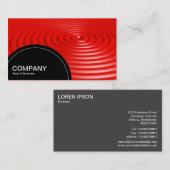 半円パネル（ドット） – 同心円リングや輪 – 赤 名刺 (正面/裏面)