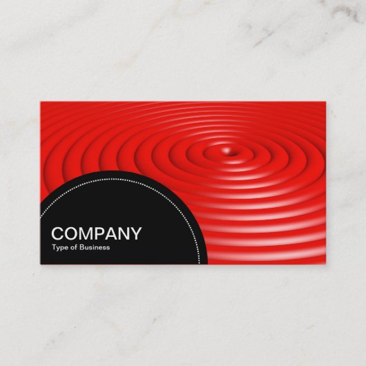 半円パネル（ドット） – 同心円リングや輪 – 赤 名刺 (正面)