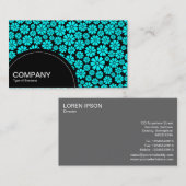 半円パネル（ドット） - 8花びら – 黒のシアン 名刺 (正面/裏面)