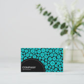 半円パネル（ドット） - 8花びら – 黒のシアン 名刺 (スタンド正面)