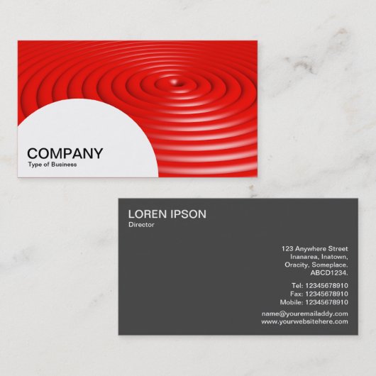 半円パネル – 同心円リングや輪 – 赤 名刺 (正面/裏面)